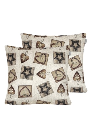 2 housses de coussin Warm Xmas Beige et noir - 45 x 45 cm