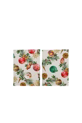 2 torchons Decoration Xmas Blanc et rouge