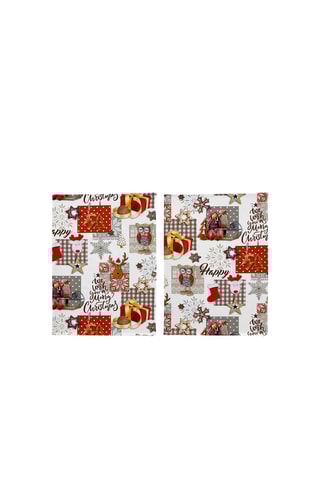 2 torchons Naive Xmas Blanc et gris