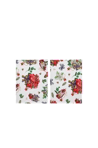 2 torchons Ribbon Blanc et rouge