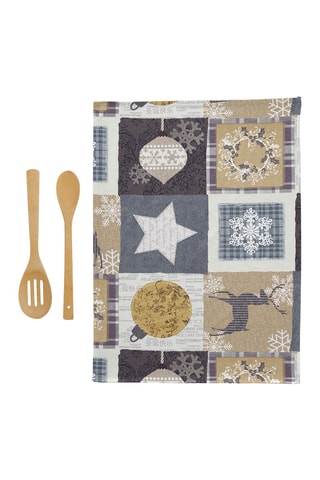 2 torchons Rustic Gris et beige