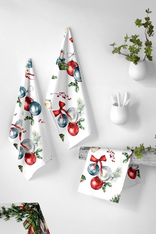 2 torchons Presents Blanc et vert