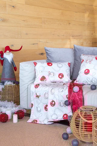 Plaid en velours Xmas days Blanc et rouge - 130 x 170 cm