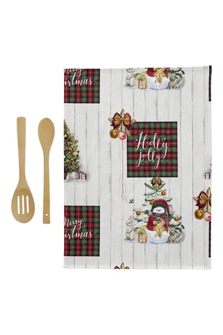 2 torchons de cuisine Holly Jolly - Blanc et rouge