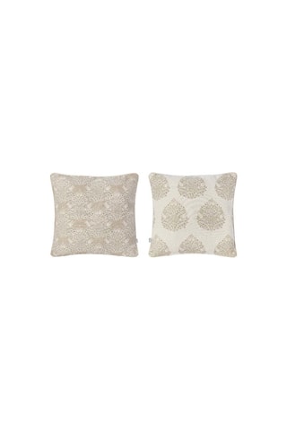 2 housses de coussin Blue Leaf Coord - Beige - 50 x 50 cm