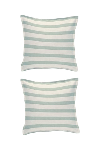 2 taies d'oreiller en coton 91 fils/cm² Bengale - Blanc et vert