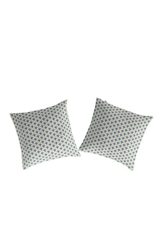 2 taies d'oreiller en coton 57 fils/cm² Shire - Blanc et bleu