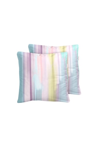 2 taies d'oreiller en coton 57 fils/cm² Loane - Rose et prune