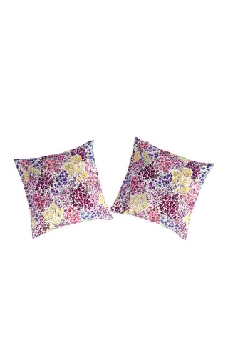 2 taies d'oreiller en coton 57 fils/cm² Kasai A - Rose et violet