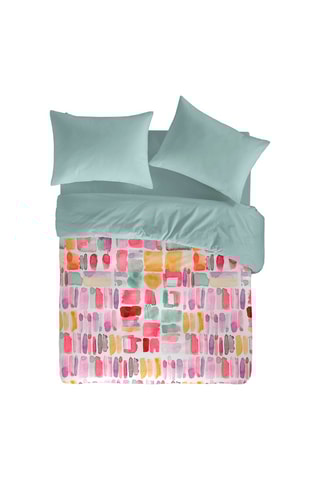 Housse de couette en coton 57 fils/cm² Lille - Blanc et rose
