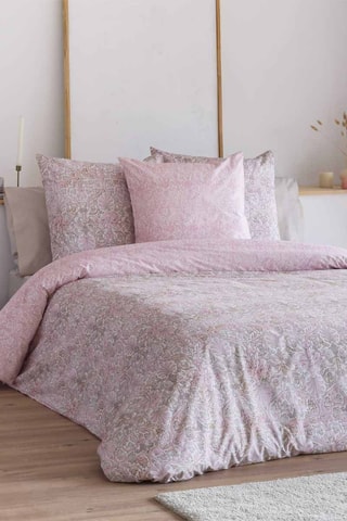 Housse de couette en coton 57 fils/cm² Levira - Rose et blanc