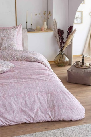 Housse de couette en coton 57 fils/cm² Levira - Rose et blanc