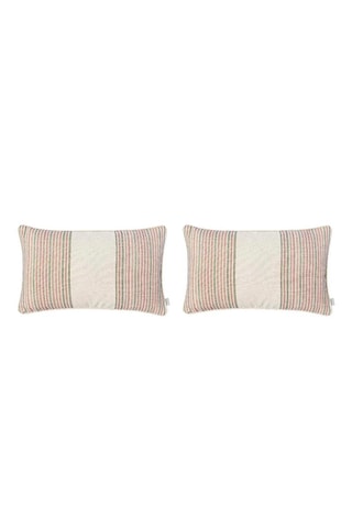 2 housses de coussin Blue Leaf Raya - Rose et beige - 30 x 50 cm