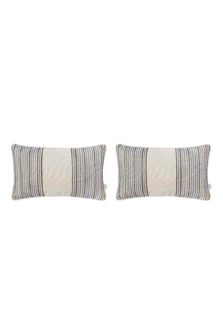 2 housses de coussin Blue Leaf Raya - Bleu et beige - 30 x 50 cm