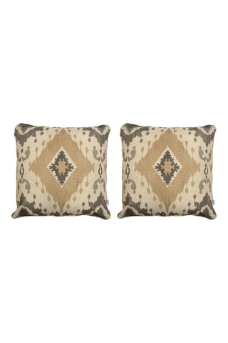 2 fronhas de almofada em linho Portia Maxi Bege e castanho - 50 x 50 cm