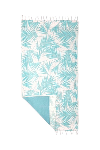 Serviette de plage Tropical - Bleu et blanc - 90 x 170 cm