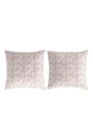 2 taies d'oreiller en coton 57 fils/cm² Harmonie - Rose et blanc