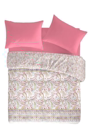 Housse de couette en coton 57 fils/cm² Harmonie - Rose et blanc
