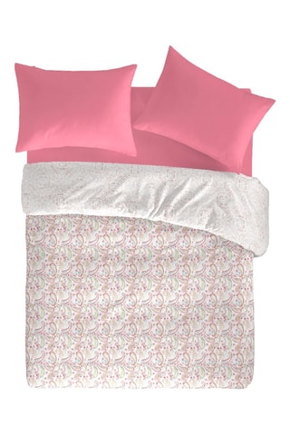 Housse de couette en coton 57 fils/cm² Harmonie - Rose et blanc