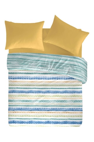 Housse de couette en coton 57 fils/cm² Tribe - Blanc et bleu