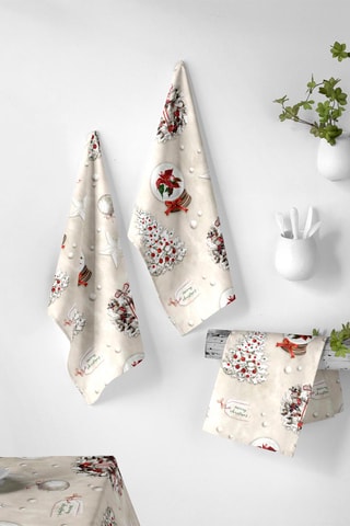 2 torchons Xmas Days - Beige et rouge
