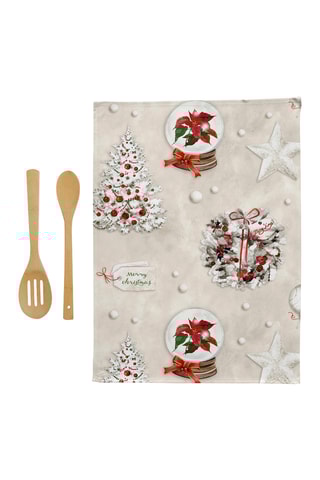 2 torchons Xmas Days - Beige et rouge
