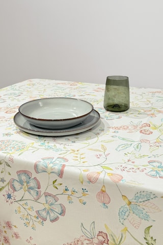 Nappe Twister Sharma - Ecru et vert