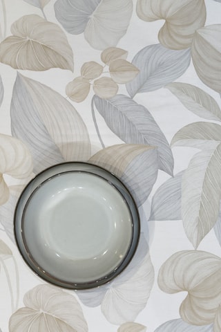 Nappe Twister Leaves - Beige et gris