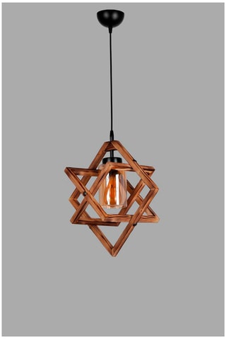 Houten Hanglamp Berlin Ahsap Tekli Sarkit Yanik - Naturel en Zwart - 60 W