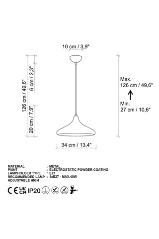 Verstelbare Hanglamp Eysan - Goudkleurig - 40 W
