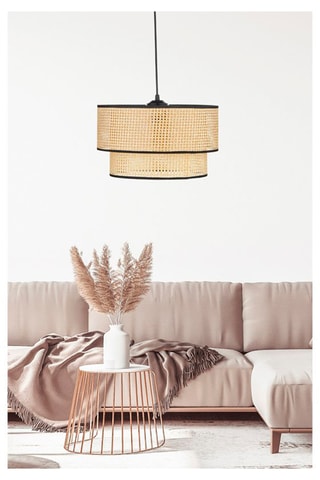 Rotan Hanglamp - Naturel en Zwart - 40 W