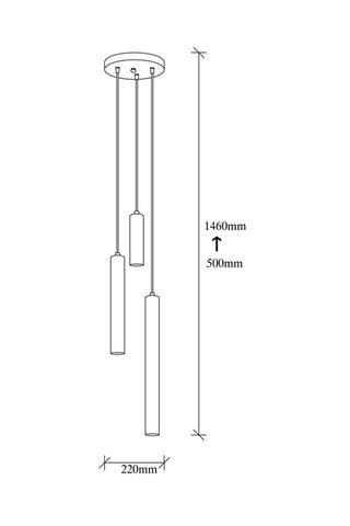 Hanglamp Tempo - Zwart en Goudkleurig - 3 x 40 W