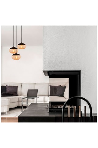 Hanglamp Camini - Zwart en Honingkleurig - 3 x 100 W
