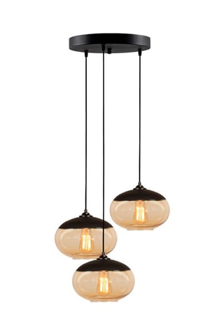 Hanglamp Camini - Zwart en Honingkleurig - 3 x 100 W
