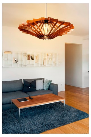 2 Hanglampen - Walnoothout-imitatie - 45/60 W