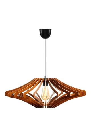 2 Hanglampen - Walnoothout-imitatie - 45/60 W