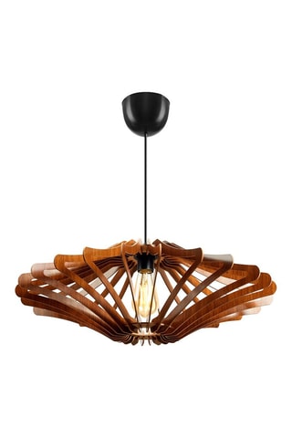 2 Hanglampen - Walnoothout-imitatie - 45/60 W