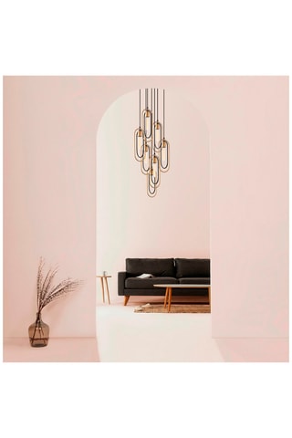 Hanglamp Cerco - Zwart en Goudkleurig - 7 x 40 W