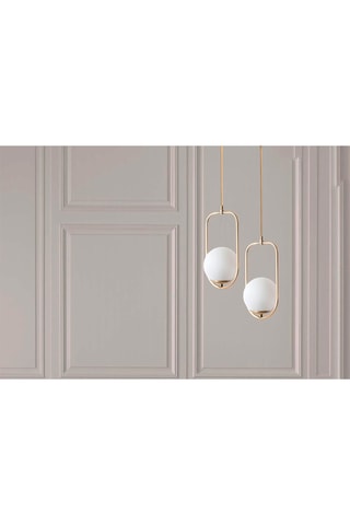 Hanglamp Ahu - Goudkleurig en Wit - 2 x 60 W
