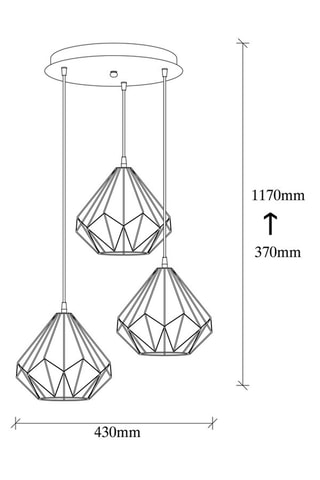 Hanglamp Diamond - Zwart - 3 x 100 W