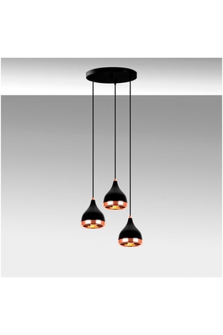 Hanglamp Yildo - Zwart en Koperkleurig - 3 x 60 W