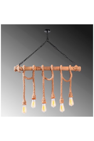 Hanglamp Erebos - Zwart en Naturel - 6 x 100 W