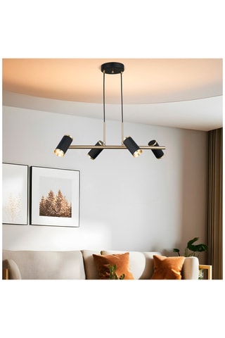 Hanglamp Lume - Zwart en Goudkleurig - 4 x 7 W