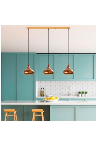 Hanglamp Muba - Zwart en Roségoudkleurig - 3 x 40 W