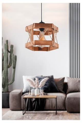 Houten Hanglamp - Naturel en Zwart