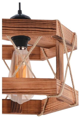 Houten Hanglamp - Naturel en Zwart