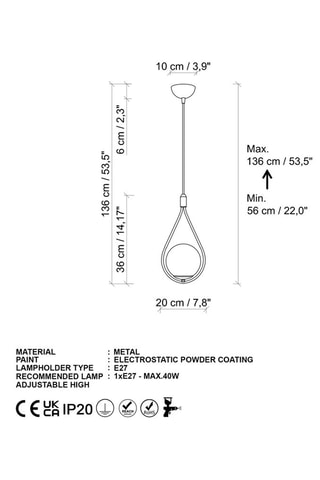 Hanglamp Mudoni - Goudkleurig en Zwart - 40 W