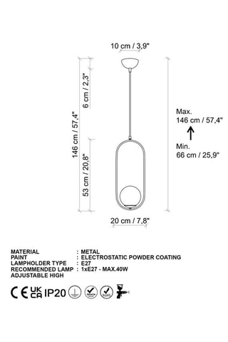 Hanglamp Mudoni - Goudkleurig en Zwart - 40 W