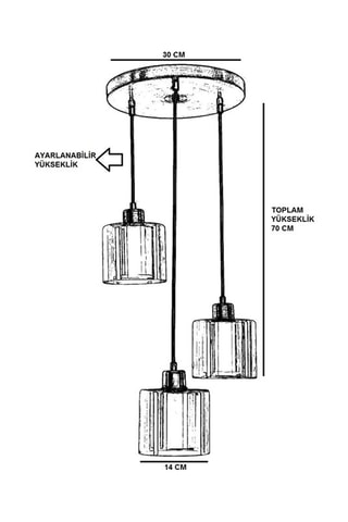 Hanglamp Yeni Sahra - Bronskleurig - 3 x 60 W 