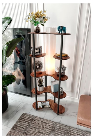 Staanlamp - Ivoorkleurig en Walnoothout-imitatie - 40 W - 150 cm